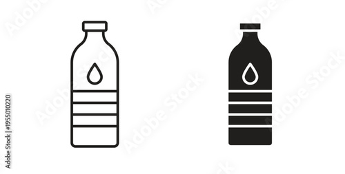 Bottle icon set different line and flat style collection.