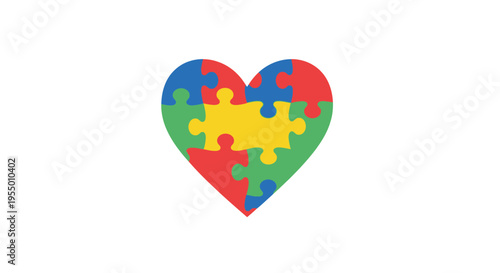 Autism Awareness Heart Puzzle Symbol.