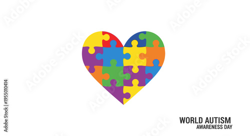 Autism Awareness Puzzle Piece Heart Symbol.