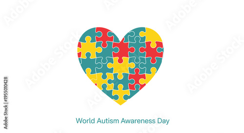Autism Awareness Puzzle Piece Heart Symbol.