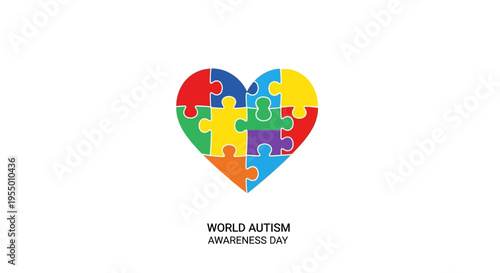 Autism Awareness Puzzle Piece Heart Symbol.