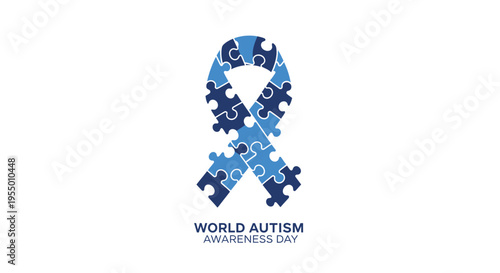 Autism awareness puzzle piece ribbon symbol.