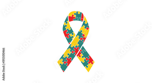 Autism awareness puzzle piece ribbon symbol.