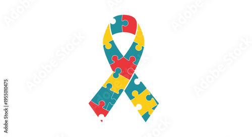 Autism awareness puzzle piece ribbon symbol.