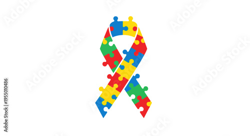 Autism awareness puzzle piece ribbon symbol.