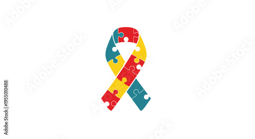 Autism awareness puzzle piece ribbon symbol.