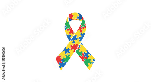 Autism Awareness Ribbon Symbol Puzzle.