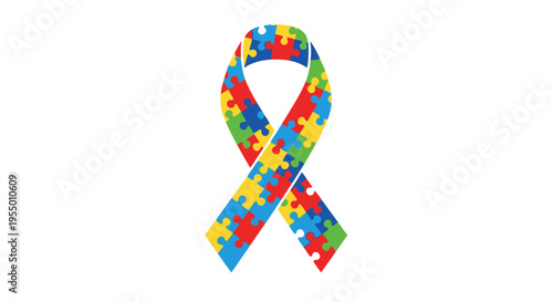 Autism Awareness Ribbon Symbol Puzzle.