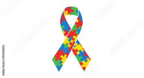 Autism Awareness Ribbon Symbol Puzzle.