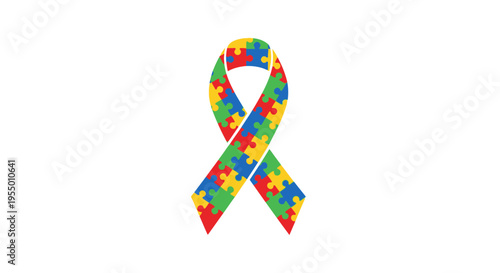 Autism Awareness Ribbon Symbol Puzzle Pieces.