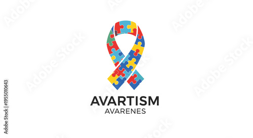 Autism Awareness Ribbon Symbol Puzzle Pieces.