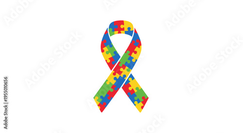 Autism Awareness Ribbon Symbol Puzzle Pieces.