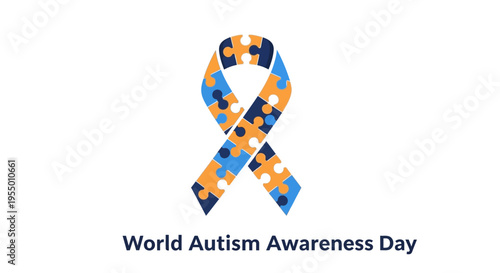 Autism Awareness Ribbon Symbol.