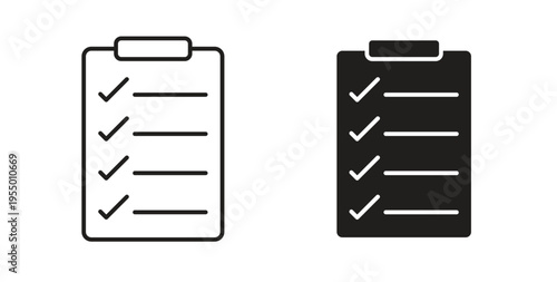 Checklist icon set different line and flat style collection.