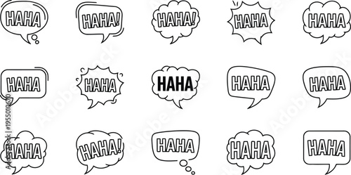 Laughing icon set - speech bubbles with ha ha with perfect for expressing