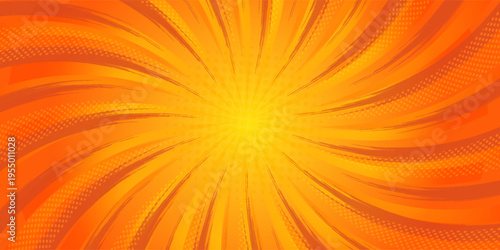 Dynamic anime explosion background with radial comic speed lines and halftone dots - bright burst effect radiating from center for manga panels, action scenes, superhero graphics or retro pop art.