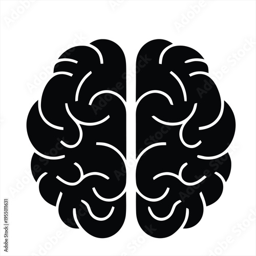 Brain icon illustrates the complex internal structure of the human mind using a bold black and white graphic design.