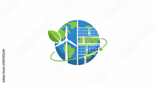 Eco friendly earth with solar panel.