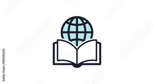 Globe on Open Book Icon.