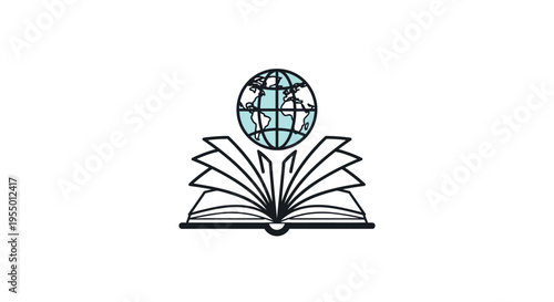 Globe on Open Book Icon.
