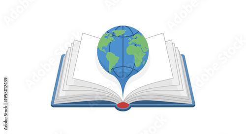 Globe on Open Book Illustration.
