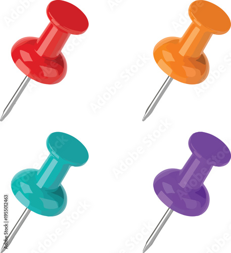 set of colored push pins