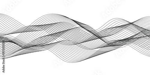 abstract creative black blend wave line design background vector illustration.