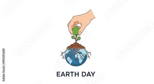 Hand Holding Small Green Plant Earth.