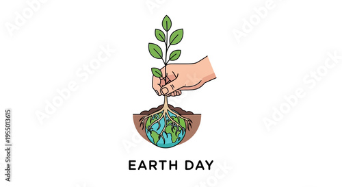 Hand Holding Small Green Plant Earth.