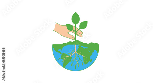 Hand Holding Small Green Plant Earth.