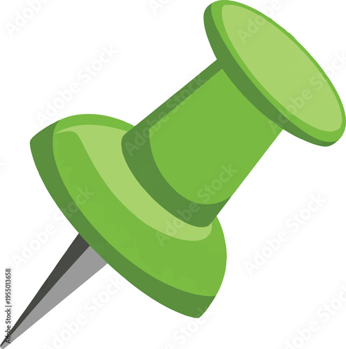 green push pin isolated