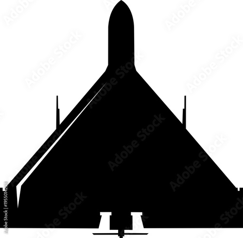 Black silhouette of delta wing avro vulcan bomber suitable for aviation themed designs, military backgrounds, or historical educational materials.