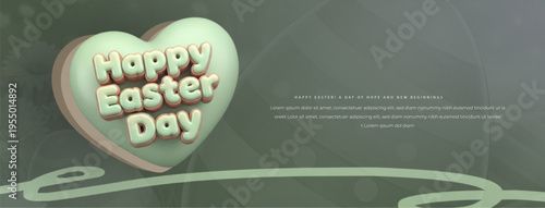 Happy Easter Day: A cheerful graphic with a heart-shaped design proclaiming Happy Easter Day. A heart in the middle with holiday wishes.