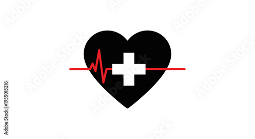 Medical Heart Symbol with Cross.