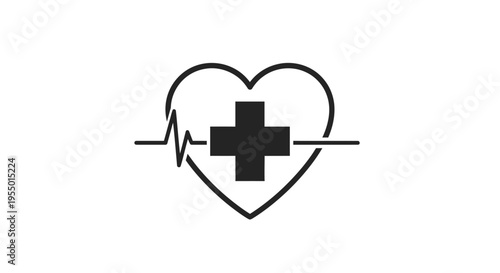 Medical Heart Symbol with Cross.