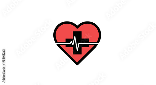 Medical Heartbeat Symbol Logo Illustration.