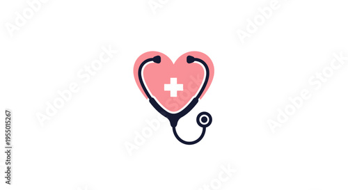 Medical Stethoscope Heart Icon Symbol.