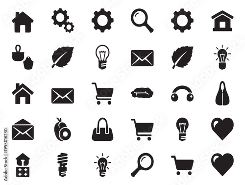 A collection of various ecommerce and business icons