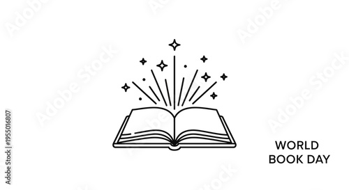 Open Book with Sparkling Lines.