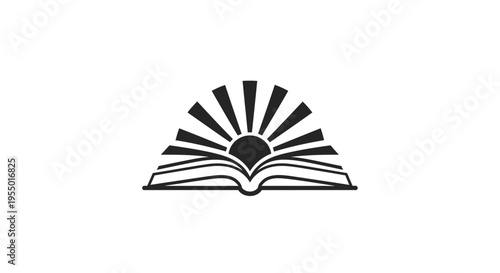 Open Book with Sun Rays Emerging.