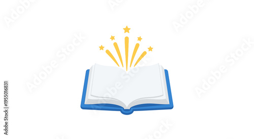 Open Book with Yellow Rays Emitting.