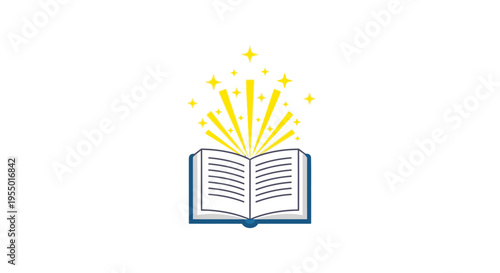 Open Book with Yellow Sparkles.