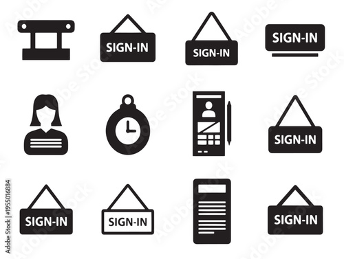 A collection of black and white icons for business and shopping