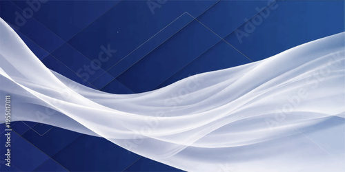 Abstract blue background featuring the flag of Argentina with flowing blue and white silk waves in a smooth digital illustration texture and futuristic curve design