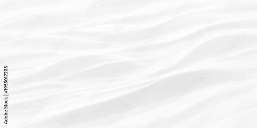 Fototapeta premium Smooth white silk and satin fabric background with soft flowing waves of luxury textile material creating a light curved surface design