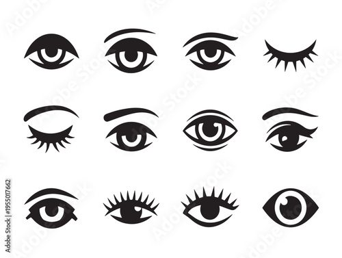 A collection of different eyes with various eyelashes