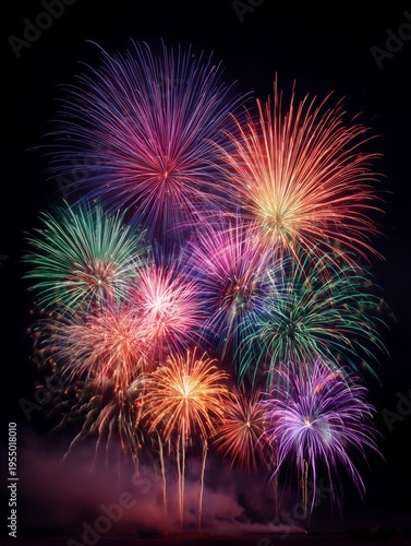 Fireworks Display Lighting up the Night Sky During a Summer Celebration