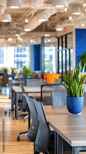 Bright Modern Coworking Space With Open Layout in Urban Area During Business Hours