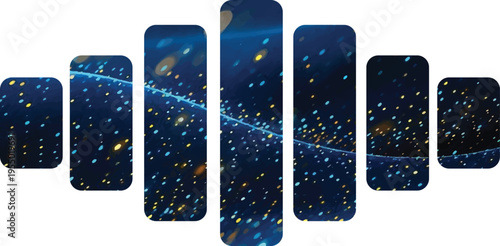 Abstract Starry Night Sky with Glowing Particles and Nebula.