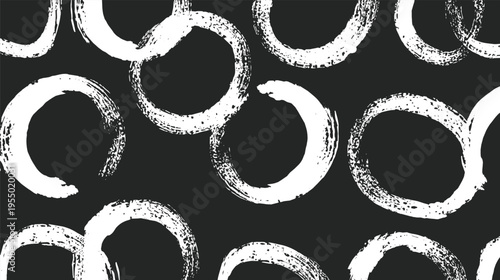 This is an abstract enso (Zen circle) formed by brushstrokes and arranged in a seamless pattern.
